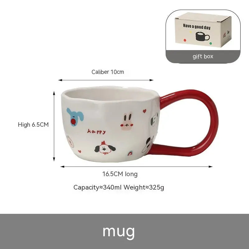 Cute Cartoon Milk Oatmeal Couple Coffee Mug - Bellarte Enchanté Cute Cartoon Milk Oatmeal Couple Coffee Mug